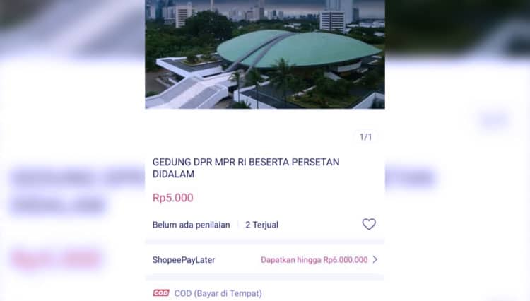 Wow, Gedung DPR RI 'Dijual' di Shopee, Tokopedia dan Bukalapak