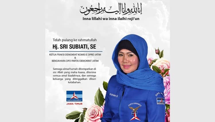 Ketua Fraksi Demokrat DPRD Jatim Sri Subiati Tutup Usia